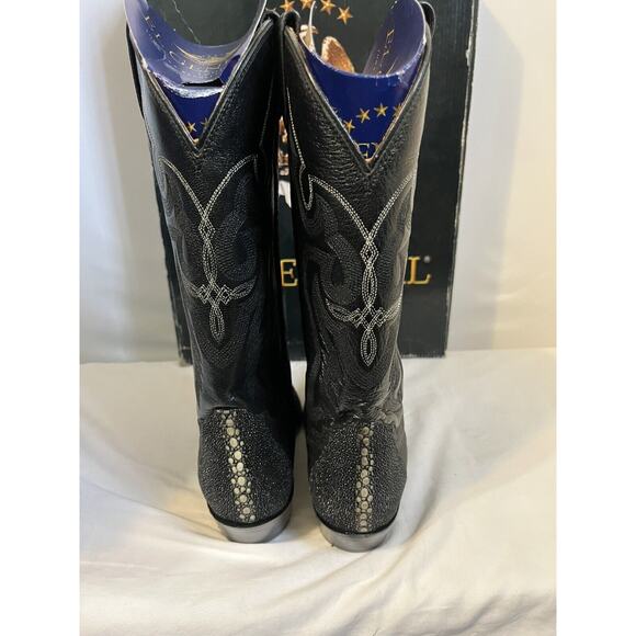 Men's Exotic Black Stingray Western Cowboy Boots Size 6 - Picture 2 of 7